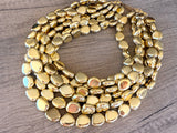 Shiny Gold Acrylic Statement Beaded Multi Strand Necklace - Nikki
