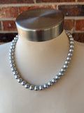 Silver Matte Beaded Acrylic Chunky Multi Strand Statement Necklace - Alana