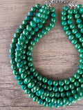 Green Iridescent Acrylic Lucite Big Bead Chunky Multi Strand Necklace - Alana