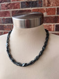 Mens Beaded Stone Gray Hematite Long Necklace - Dylan