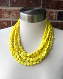 Yellow Acrylic Beaded Multi Strand Statement Necklace - Charlotte