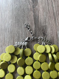 Olive Green Beaded Wood Multi Strand Chunky Statement Necklace - Charlotte
