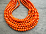 Orange Acrylic Lucite Bead Chunky Statement Necklace - Alana