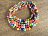 Multi Color Acrylic Big Bead Chunky Statement Necklace - Alana