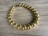Shiny Gold Choker Acrylic Beaded Statement Necklace - Betty