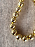 Shiny Gold Choker Acrylic Beaded Short Lucite Statement Necklace - Betty