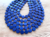 Royal Blue Wood Bead Multi Strand Chunky Womens Statement Necklace - Charlotte