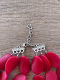 Red Matte Resin Beaded Chunky Multi Strand Statement Necklace - Morgan