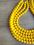 Yellow Big Beaded Acrylic Chunky Multi Strand Necklace - Alana