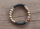 Lava Rock Jasper Mens Stretch Beaded Bracelet - Colin