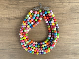Multi Color Acrylic Big Bead Chunky Statement Necklace - Alana