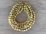 Shiny Gold Acrylic Statement Beaded Multi Strand Necklace - Nikki