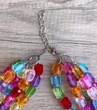 Multi Color Faceted Lucite Acrylic Bead Chunky Statement Necklace Jewelry Women - Leslie