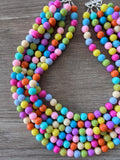 Multi Color Acrylic Lucite Bead Chunky Statement Necklace - Alana