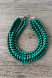 Green Big Acrylic Beaded Chunky Multi Strand Necklace - Alana