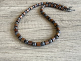 Mens Jasper Brown Wood Gemstone Beaded Necklace | Terrance | DLD Jewelry