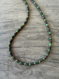 Brown Wood Green Stone Mens Beaded Necklace - Dennis