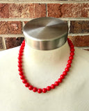 Red Big Acrylic Beaded Chunky Multi Strand Necklace - Alana