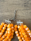 Orange Yellow Acrylic Big Bead Multi Strand Necklace - Alana