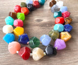 Multi Color Lucite Statement Chunky Beaded Acrylic Necklace - Ashley
