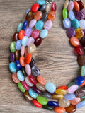 Multi Color Statement Lucite Bead Colorful Acrylic Necklace - Lauren
