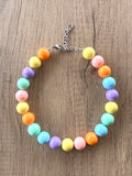 Pastel Multi Color Choker Acrylic Beaded Short Lucite Statement Necklace - Betty