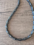 Mens Beaded Stone Gray Hematite Long Necklace - Dylan
