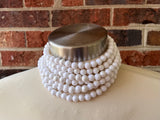 White Pearl Acrylic Choker Beaded Lucite Chunky Multi Strand Statement Necklace - Alana