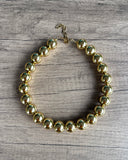 Shiny Gold Choker Acrylic Beaded Statement Necklace - Betty