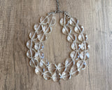 Clear Faceted Lucite Beaded Chunky Statement Necklace - Genevieve