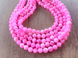 Pink White Acrylic Lucite Big Bead Chunky Multi Strand Necklace - Alana
