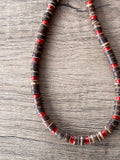 Wood Red Brown Mens Beaded Surfer Necklace - Dennis