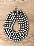 Black White Resin Beaded Multi Strand Chunky Statement Necklace - Charlotte
