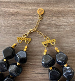 Black Lucite Chunky Beaded Multi strand Acrylic Statement Necklace - Ashley