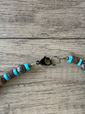 Mens Brown Turquoise Wood Jasper Stone Beaded Mens Necklace - Saul