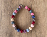 Multi Color Choker Acrylic Beaded Short Lucite Statement Necklace - Betty