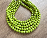 Yellow Green Acrylic Big Beaded Multi Strand Necklace - Alana