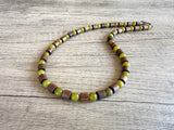 Mens Green Brown Jade Wood Beaded Necklace | Terrance | DLD Jewelry