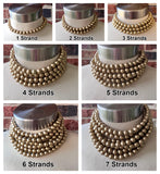 White Pearl Acrylic Choker Beaded Lucite Chunky Multi Strand Statement Necklace - Alana
