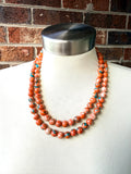 Orange Blue Jade Beaded Multi Strand Statement Necklace - Alana