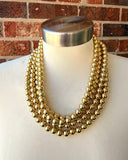 Gold Shiny Acrylic Beaded Multi Strand Statement Necklace | Alana | DLD Jewelry