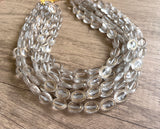 Clear Gold Acrylic Bead Chunky Multi Strand Statement Necklace - Ava