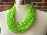 Lime Green Acrylic Beaded Multi Strand Statement Necklace - Lauren