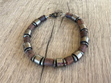 Gunmetal Wood Hematite Beaded Mens Bracelet - Alphonso