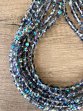 Blue Gray Crystal Faceted Beaded Multi Strand Chunky Statement Necklace - Rebecca