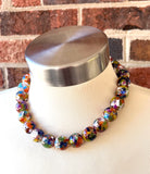 Multi Color Choker Acrylic Beaded Short Lucite Statement Necklace - Betty