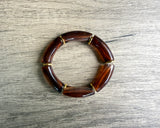 Green Brown Ivory Acrylic Bead Tube Stretch Womens Bracelet