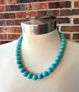 Turquoise Blue Acrylic Big  Bead Chunky Multi Strand Statement Necklace - Alana