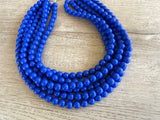 Cobalt Blue Acrylic Lucite Bead Chunky Multi Strand Statement Necklace - Alana