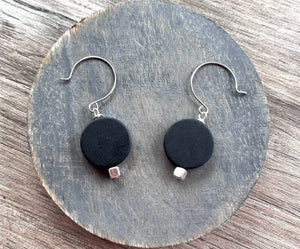 Black Resin Statement Matte Dangle Earrings Jewelry Set - Charlotte
